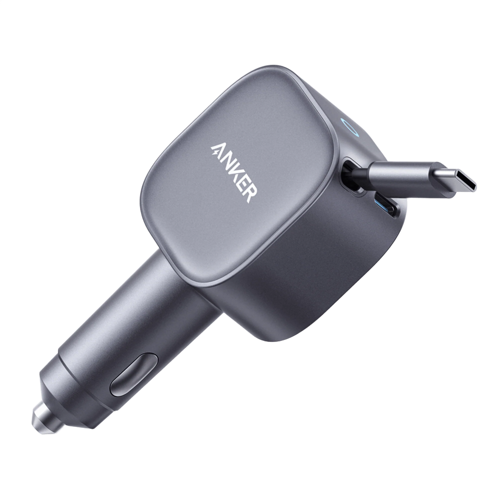 Anker Nano Car Charger 75w, Usb-C Port, Built-In Retractable Usb-C Cable