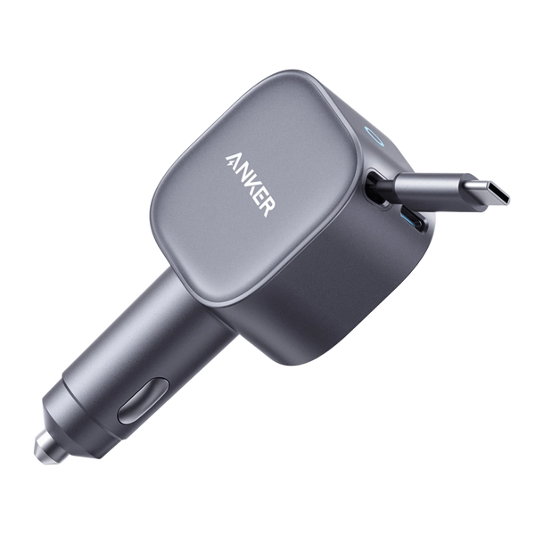 Anker Nano Car Charger 75w, Usb-C Port, Built-In Retractable Usb-C Cable